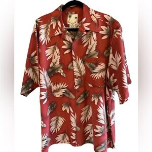 Banana Cabana red floral men's red short sleeve shirt size XL